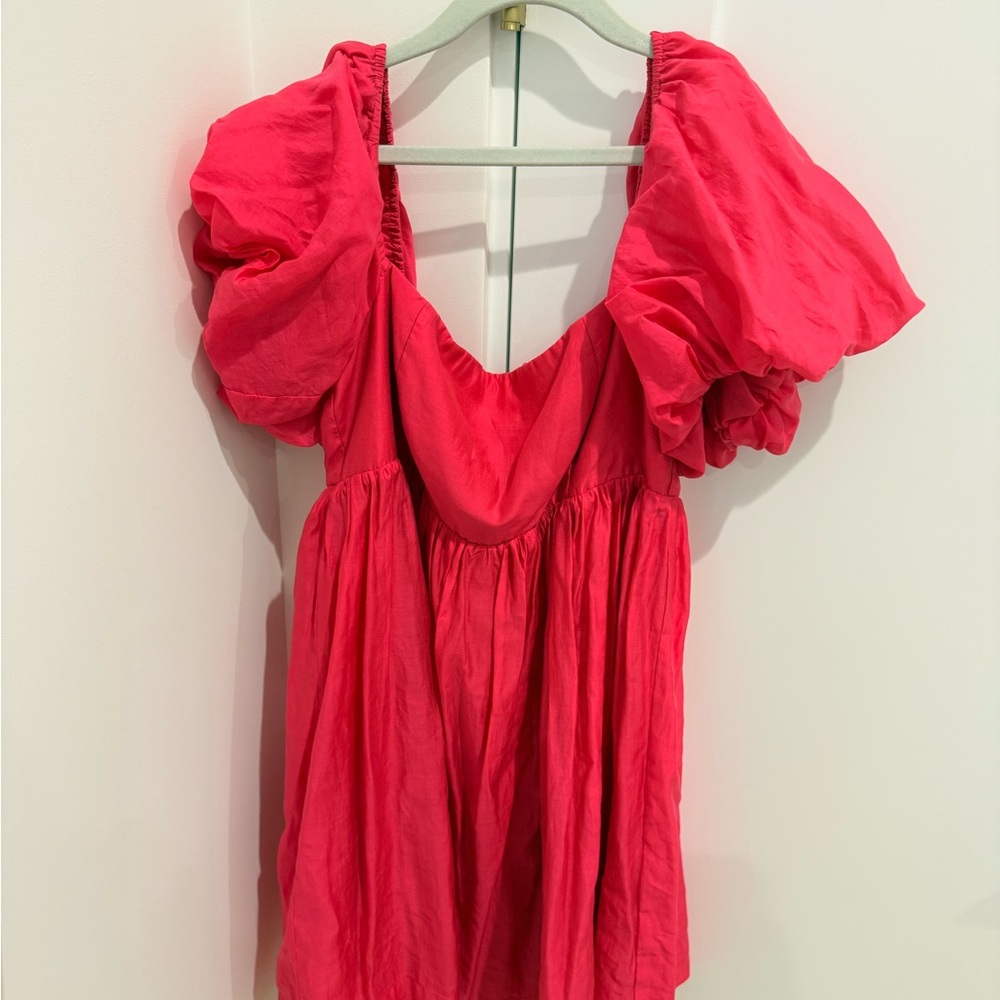 Cotton Candy Vibrant Pink Puff Sleeve Blouse